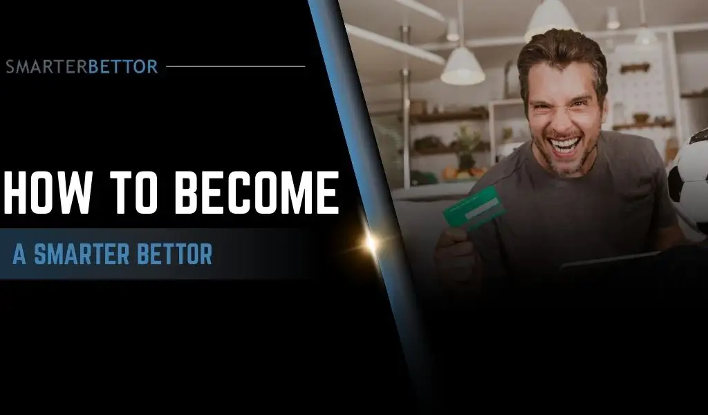 Sports betting education graphic about becoming a smarter bettor, featuring a stats-style branding element and analytics-themed background imagery (charts, odds board, or strategy notes).