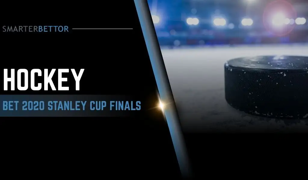 Feature graphic about betting the 2020 NHL Stanley Cup Finals, featuring NHL-themed visuals, Stanley Cup imagery, and a bold headline in a sportsbook-style design.