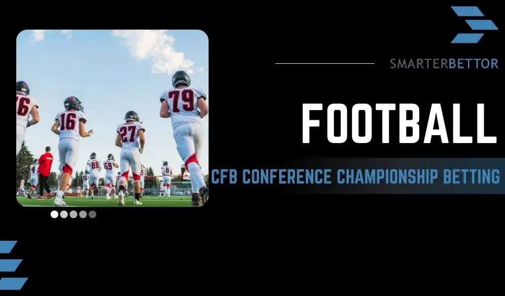 College football conference championship betting preview graphic featuring a “Preview” stats logo and football-themed background imagery highlighting conference title game wagering.