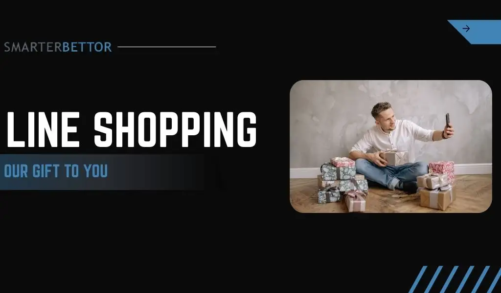 Line shopping graphic featuring a bold headline (“Our Gift to You”), sports betting themed background, and imagery representing comparing odds across sportsbooks for better lines.