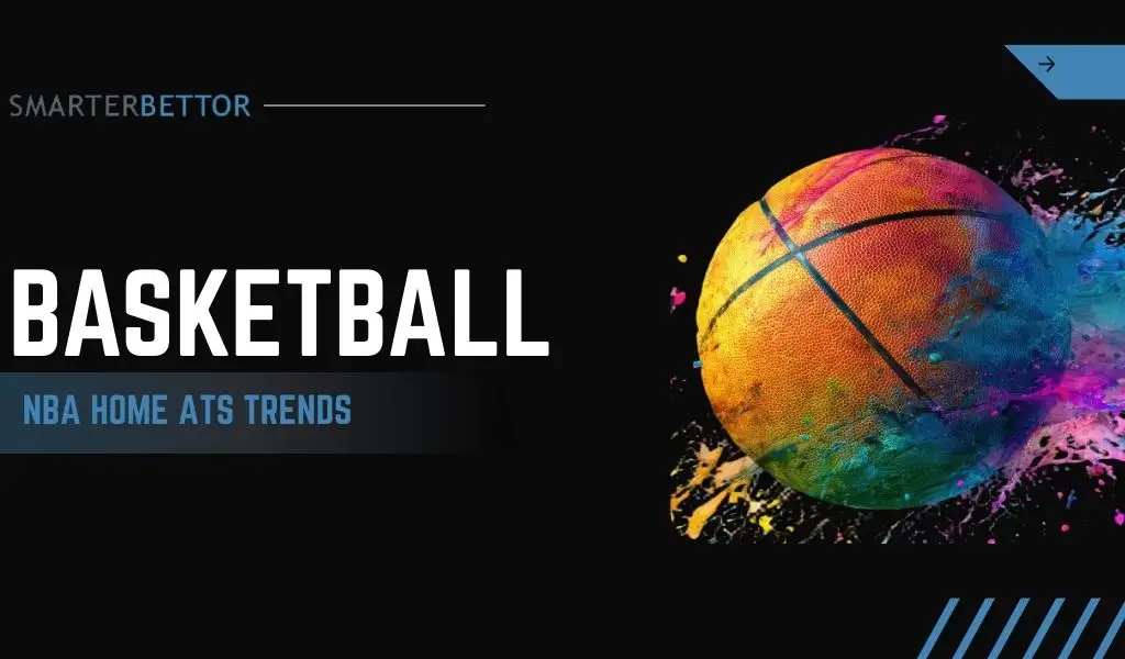 NBA betting trends graphic focused on home teams against the spread (ATS), featuring an NBA-themed background and a headline reading “How Do Home Teams Perform ATS in the NBA.”