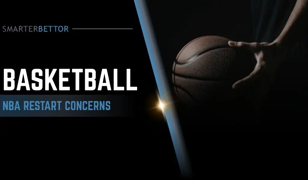 NBA restart analysis graphic featuring an NBA-themed background and a Sportshub-style headline reading “Points of Concern for the NBA Restart.”