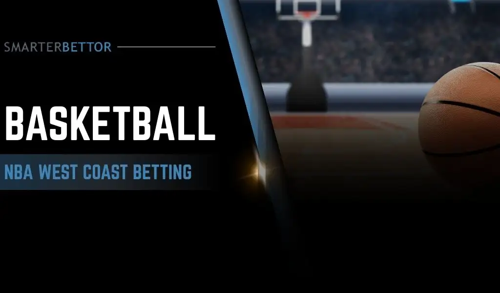 NBA betting strategy graphic about “Left Coast vs. the Field,” featuring a stats-style branding element and basketball-themed background imagery suggesting West Coast teams versus the rest of the league.