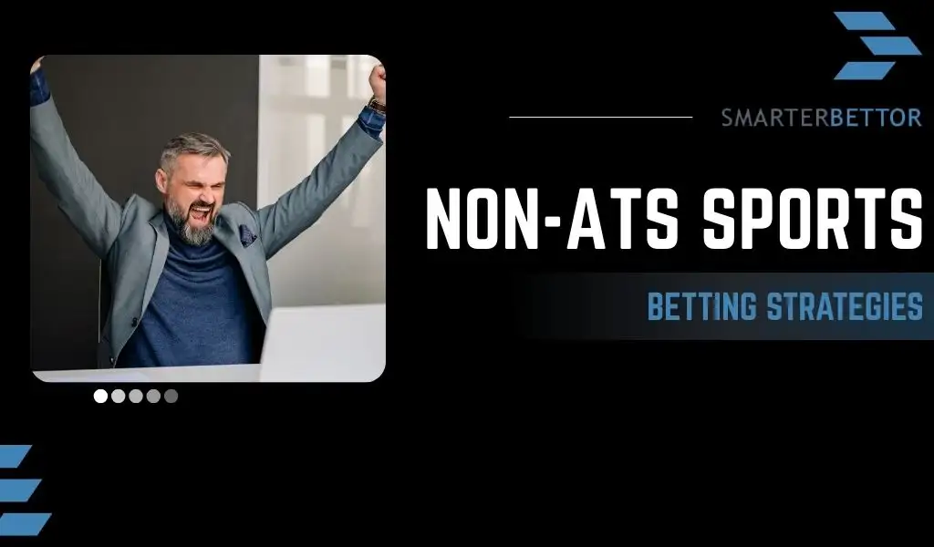 Sports betting strategy graphic featuring a sportsbook-style background and a headline reading “Bookie Strategies for Non-ATS Sports Betting Profit.”