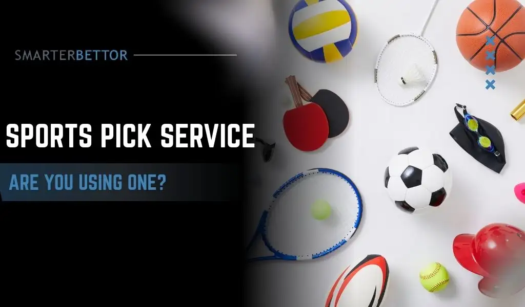 Sports pick service graphic featuring a bold headline question, sports-themed background, and action imagery representing using a professional picks or handicapping service.
