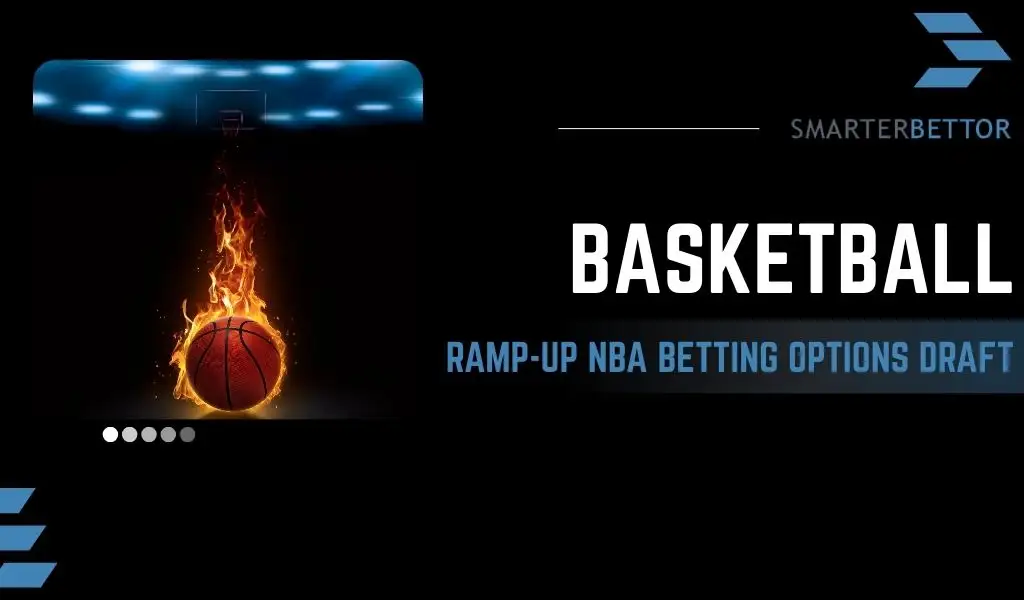 Sportsbook promo graphic about online sportsbooks ramping up NBA betting options, featuring NBA-themed visuals, a sportsbook-style background, and a bold headline banner.